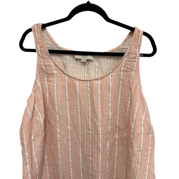 LOFT Plus cotton blend striped pink and white sleeveless top 24/26 - Picture 3 of 12